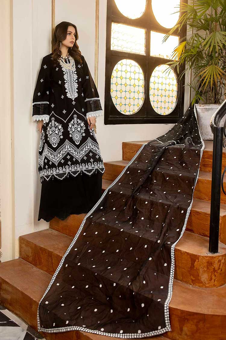 Picture of Meem - 01 Pitch Black Anaya Luxury Lawn Collection - Available at Raja Sahib