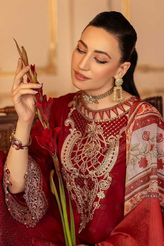 Picture of Meem - 08 Royal Red Anaya Luxury Lawn Collection - Available at Raja Sahib