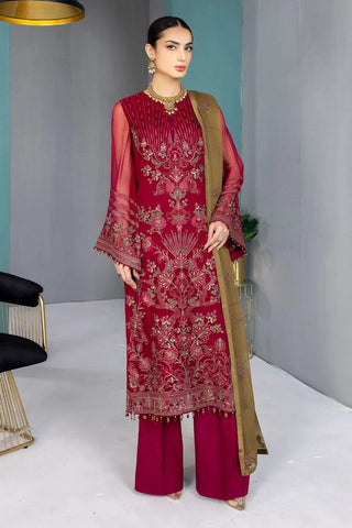 K 1301 Red Rubin Kuch Khas Embroidered Chiffon Collection Vol 13