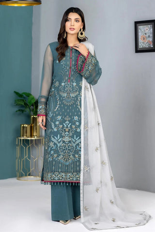 K 1303 Aquamarine Kuch Khas Embroidered Chiffon Collection Vol 13