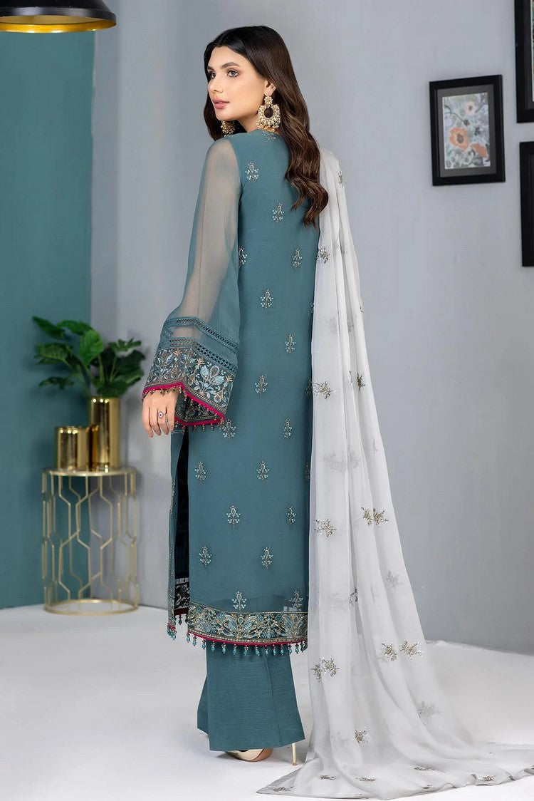 Picture of Flossie - K 1303 Aquamarine Kuch Khas Embroidered Chiffon Collection Vol 13 - Available at Raja Sahib