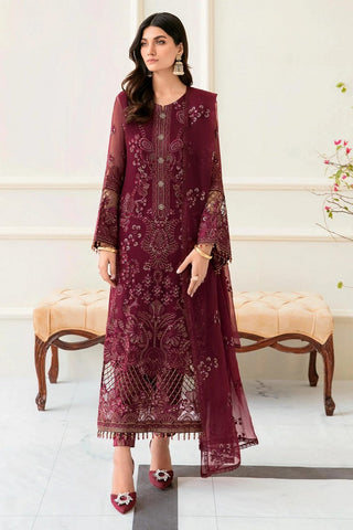 S 1205 Apple Red Safeera Luxury Chiffon Collection Vol 12