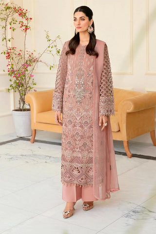 S 1208 Shell Pink Safeera Luxury Chiffon Collection Vol 12