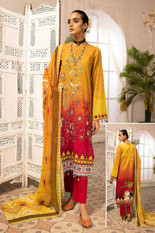 Design 344 Hand Made Embroidered Lawn Collection