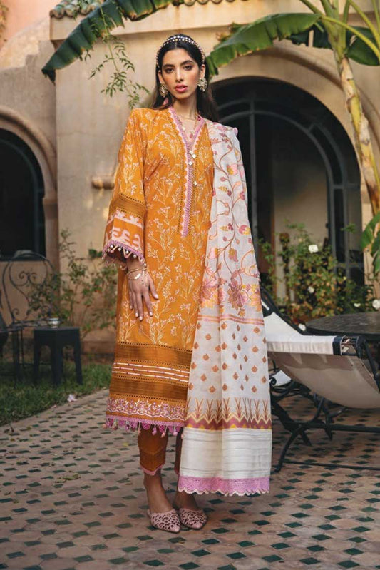 Picture of Farah Talib Aziz - FTA 02 Menara Mustard Kesh Luxury Lawn Collection - Available at Raja Sahib