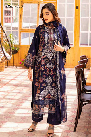 HSE 413 Haniy Embroidered Lawn Collection