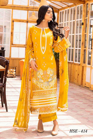 HSE 414 Haniy Embroidered Lawn Collection