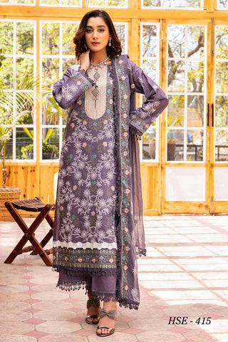 HSE 415 Haniy Embroidered Lawn Collection