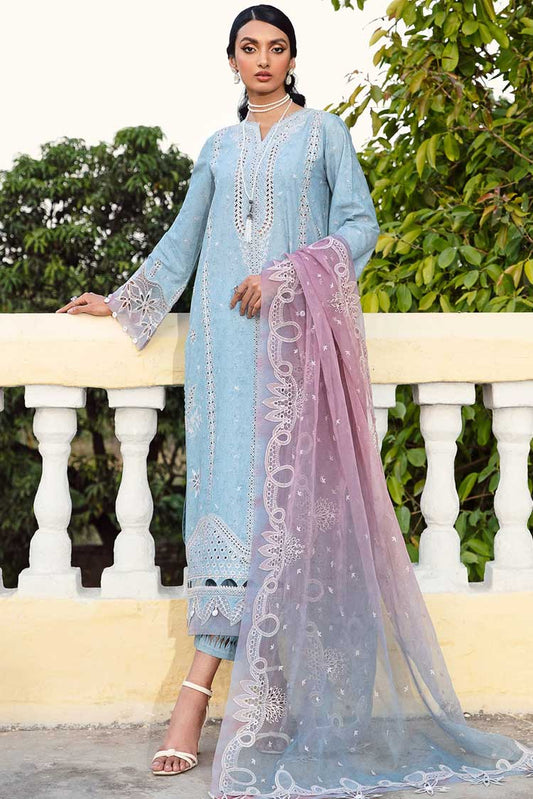 Picture of Jazmin - 08 Powder Blue Iris Lawn Spring Summer Collection - Available at Raja Sahib