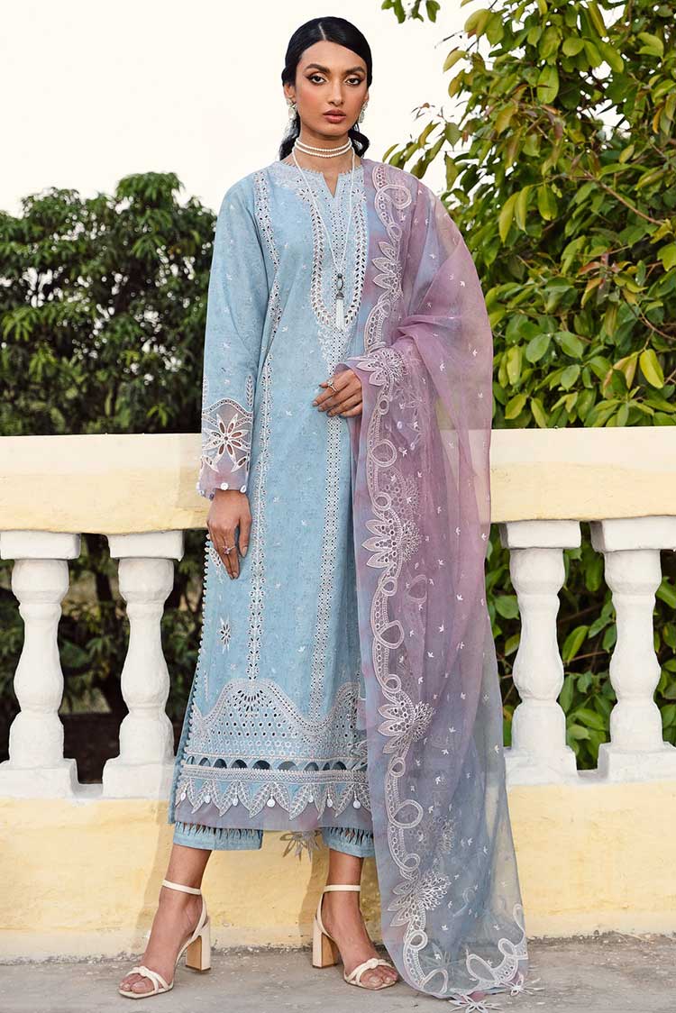 Picture of Jazmin - 08 Powder Blue Iris Lawn Spring Summer Collection - Available at Raja Sahib