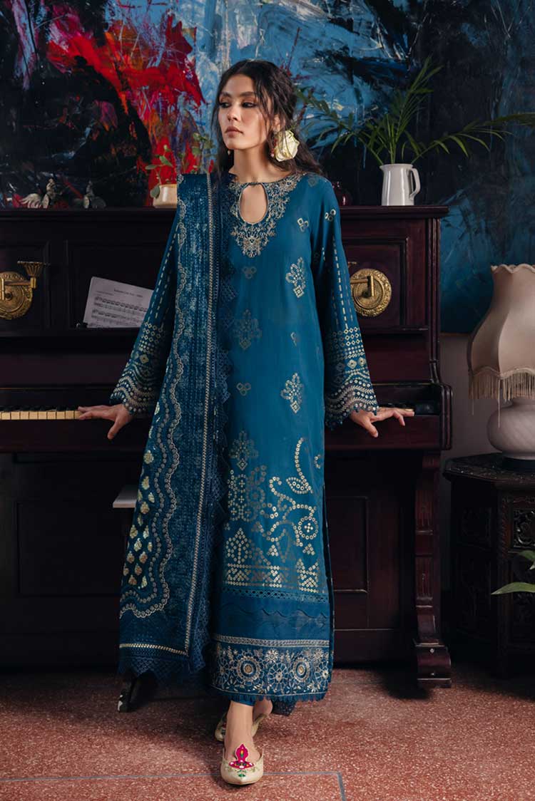 Picture of Nureh - NJ 83 Maya Embroidered Cambric Jacquard Collection - Available at Raja Sahib