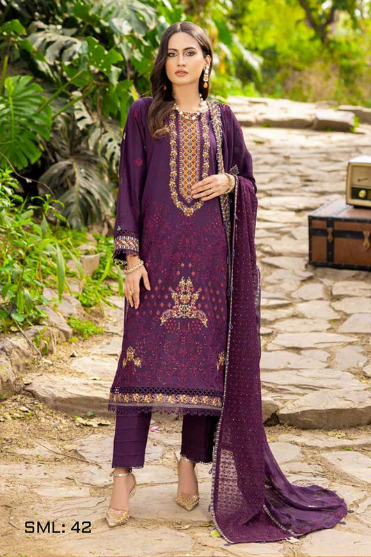 Picture of Shaista - SML 42 Mehrunisa Embroidered Lawn Collection - Available at Raja Sahib