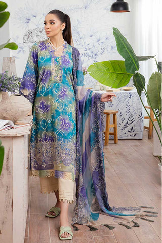 NSG 127 Gardenia Embroidered Printed Slub Linen Collection Vol 5