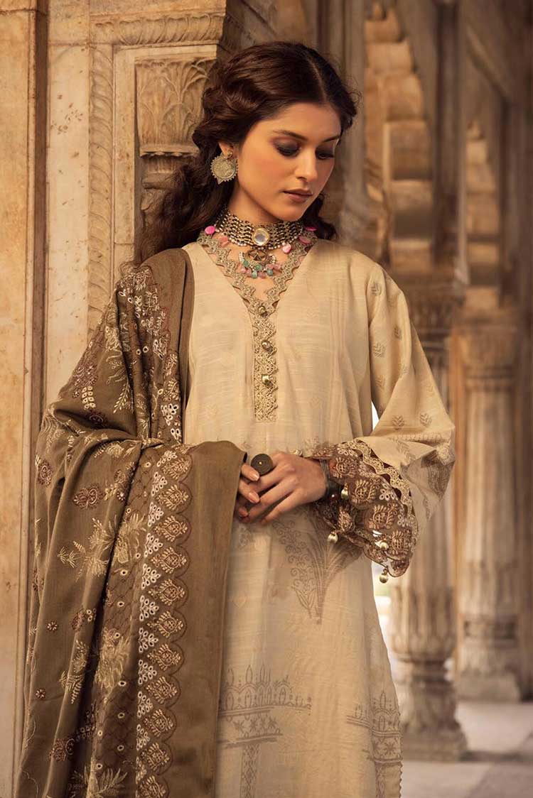 Picture of Shaista - Design 591 Gold Embroidered Peach Leather Collection - Available at Raja Sahib