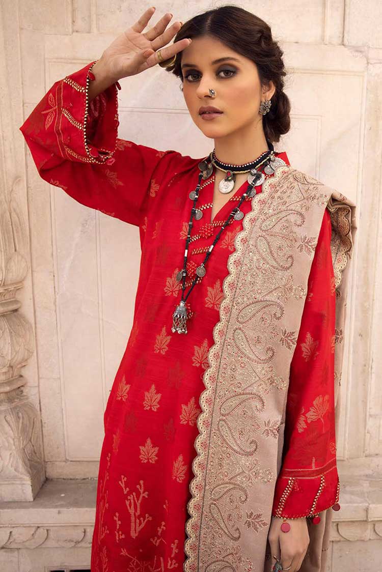 Picture of Shaista - Design 593 Gold Embroidered Peach Leather Collection - Available at Raja Sahib