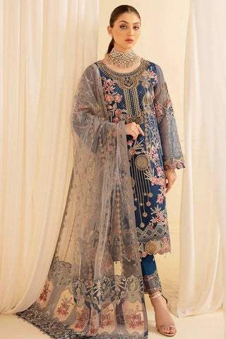 M 701 Minhal Embroidered Chiffon Collection Vol 7