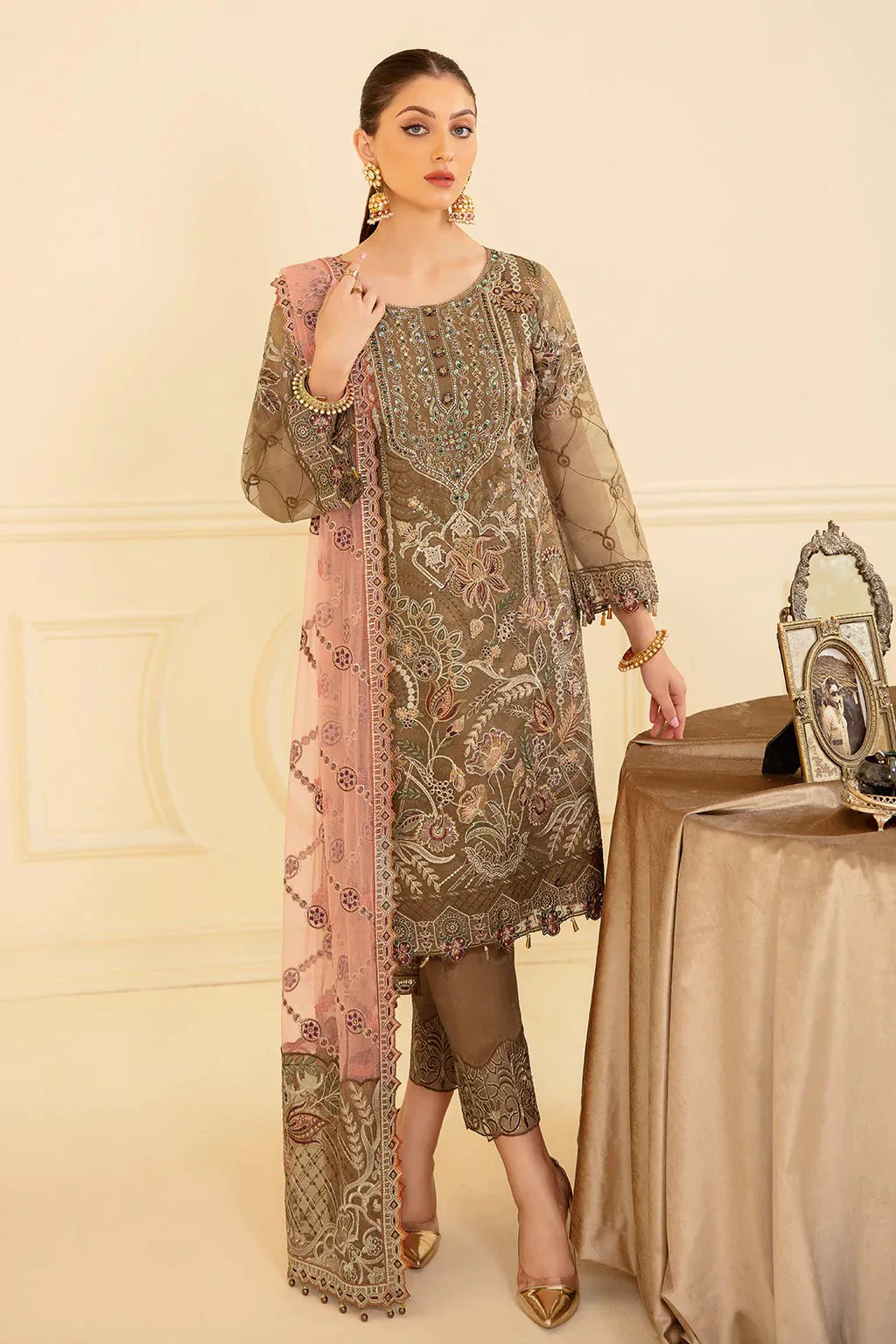 Picture of Ramsha - M 705 Minhal Embroidered Chiffon Collection Vol 7 - Available at Raja Sahib