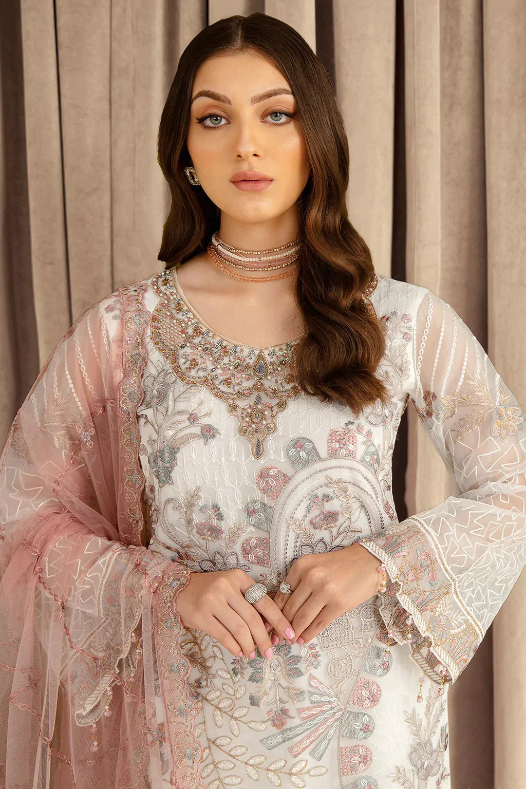 Picture of Ramsha - M 707 Minhal Embroidered Chiffon Collection Vol 7 - Available at Raja Sahib