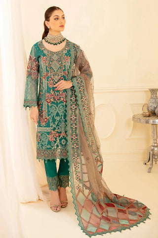 M 708 Minhal Embroidered Chiffon Collection Vol 7