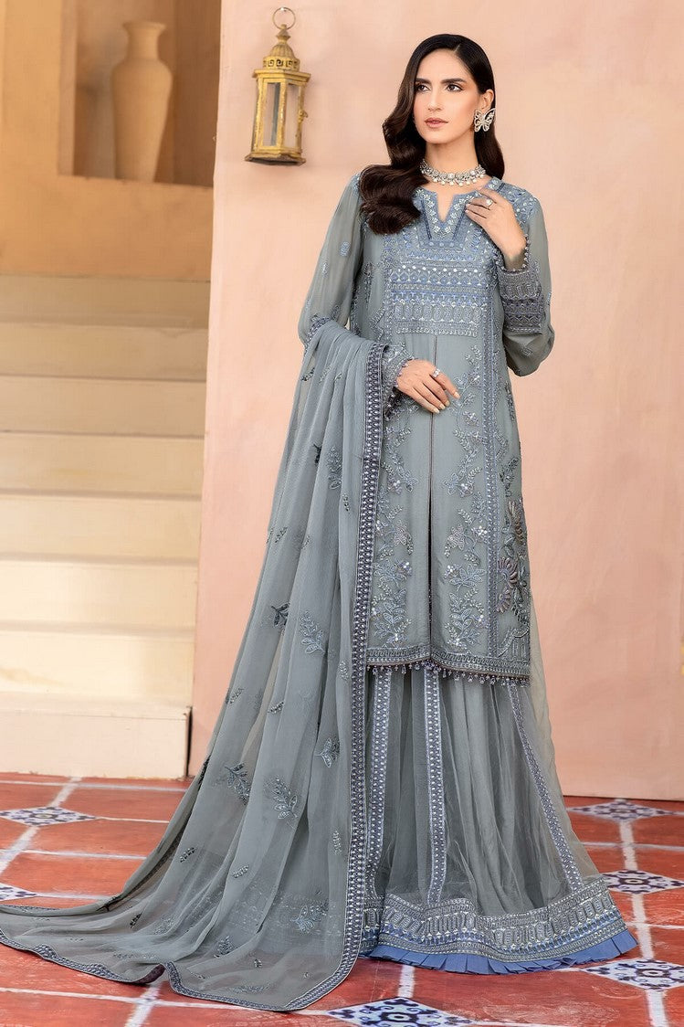 Picture of Flossie - E 108 Ultimate Grey Elnaz Chiffon Collection Vol 1 - Available at Raja Sahib