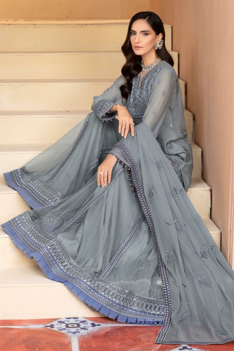 Picture of Flossie - E 108 Ultimate Grey Elnaz Chiffon Collection Vol 1 - Available at Raja Sahib