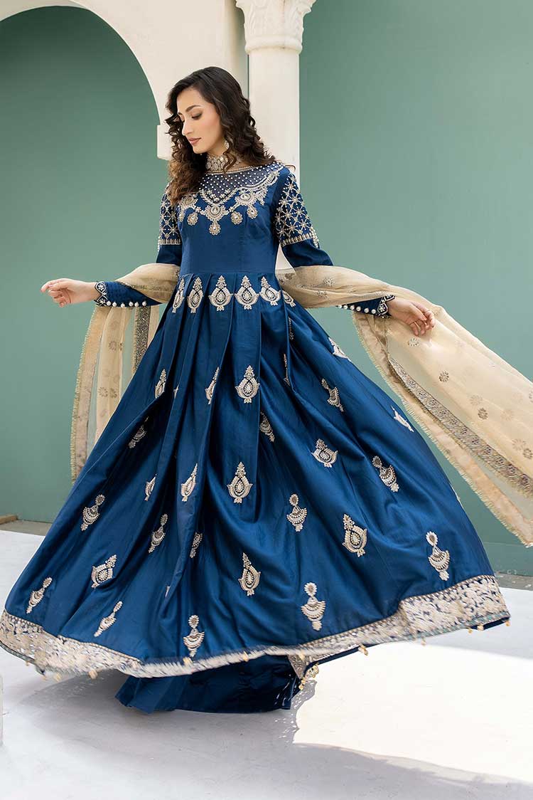 Picture of Meem - D 03 Blue Prism Luxury Cotton Sateen Handwork Collection - Available at Raja Sahib