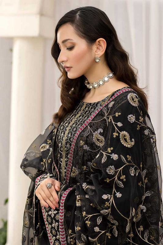 Picture of Meem - D 04 Black Smoke Luxury Cotton Sateen Handwork Collection - Available at Raja Sahib