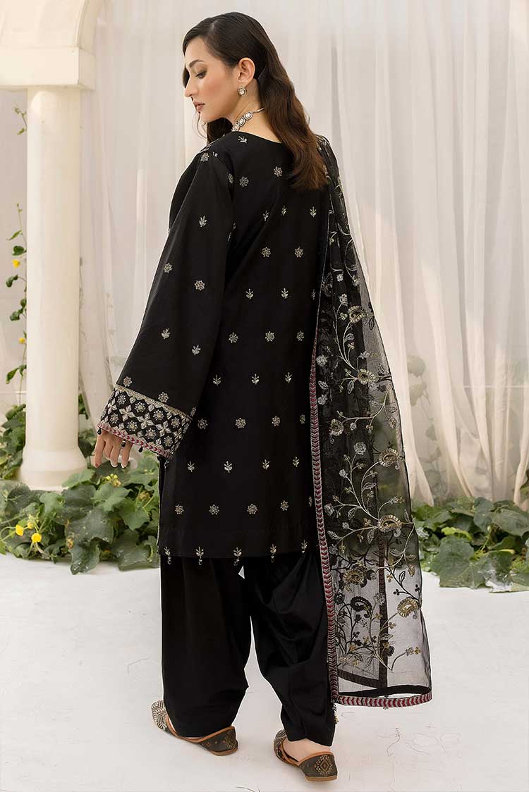 Picture of Meem - D 04 Black Smoke Luxury Cotton Sateen Handwork Collection - Available at Raja Sahib