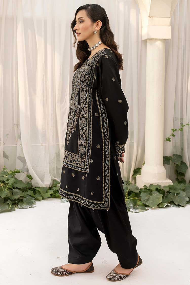 Picture of Meem - D 04 Black Smoke Luxury Cotton Sateen Handwork Collection - Available at Raja Sahib