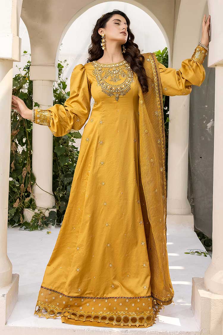 Picture of Meem - D 06 Daffodils Luxury Cotton Sateen Handwork Collection - Available at Raja Sahib