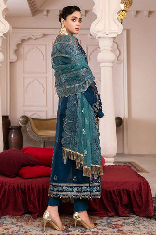 Janique - D 002 Blue Contour Luxury Embroidered Collection