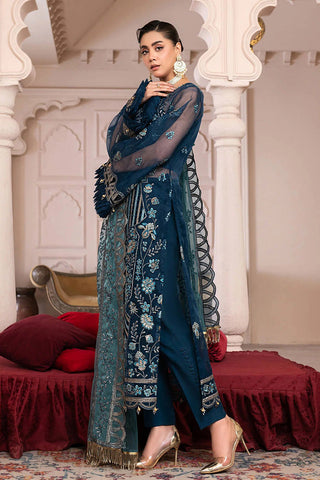 Janique - D 002 Blue Contour Luxury Embroidered Collection