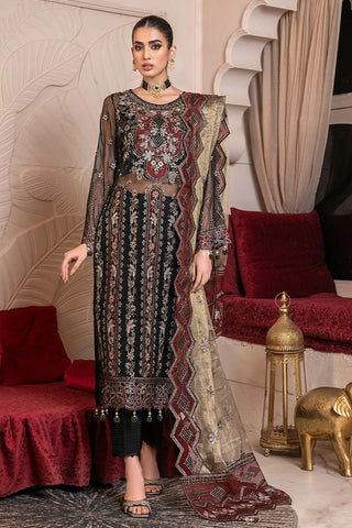 D 006 Black Frescoe Luxury Embroidered Collection