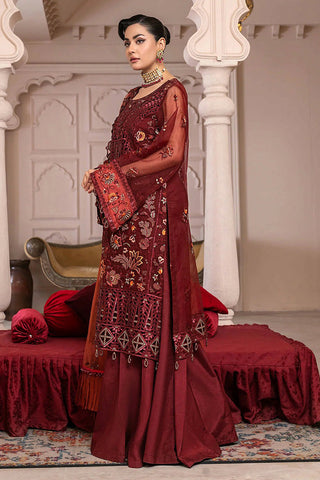 Janique - D 007 Red Stone Luxury Embroidered Collection