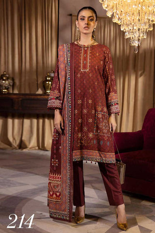 Design 214 Aleena Embroidered Khaddar Collection