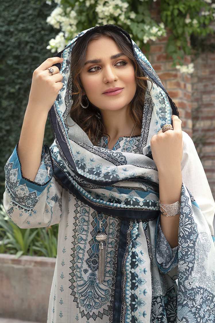 Picture of 3-PC Unstitched Digital Printed Lawn Suit - Available at Raja Sahib