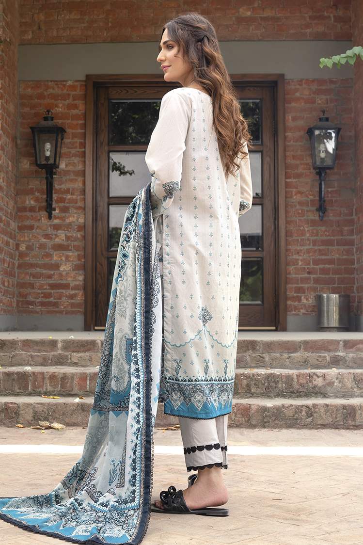 Picture of 3-PC Unstitched Digital Printed Lawn Suit - Available at Raja Sahib