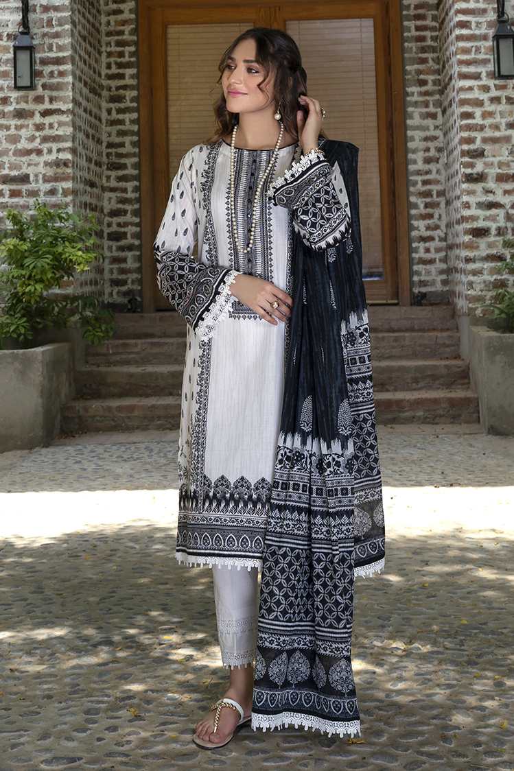 Picture of 3-PC Unstitched Digital Printed Lawn Suit - Available at Raja Sahib