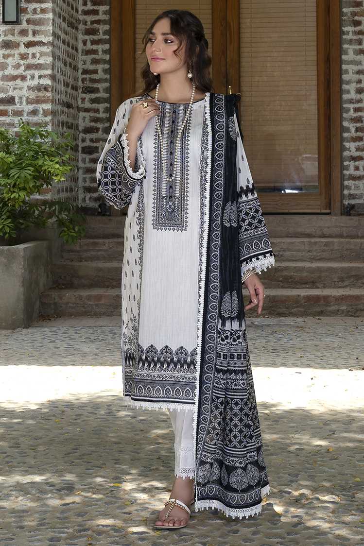 Picture of 3-PC Unstitched Digital Printed Lawn Suit - Available at Raja Sahib