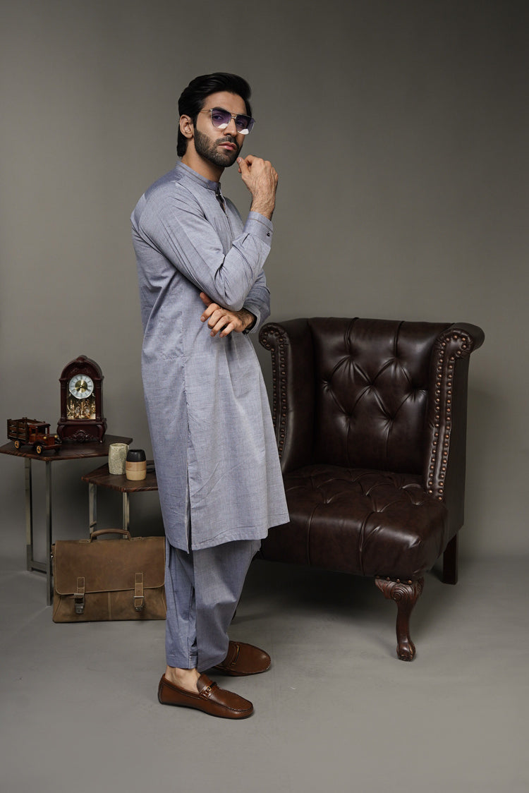 Picture of Black Pearl-Dark Grey Kameez Shalwar - CT62GY - Available at Raja Sahib