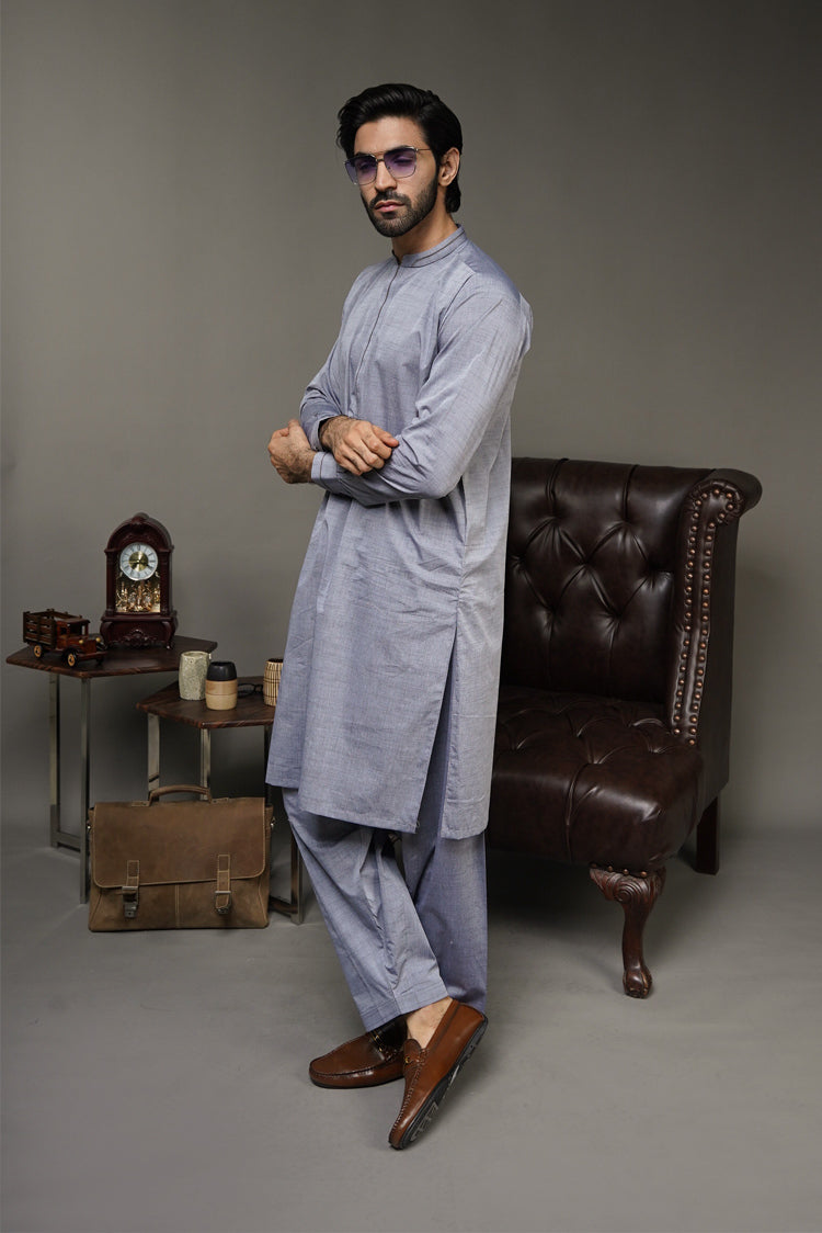 Picture of Black Pearl-Dark Grey Kameez Shalwar - CT62GY - Available at Raja Sahib