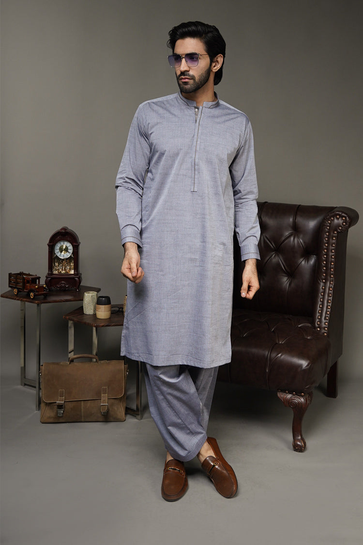 Picture of Black Pearl-Dark Grey Kameez Shalwar - CT62GY - Available at Raja Sahib