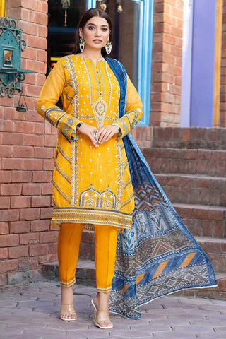 Embroidered Cotton Net 3-Pc Suit