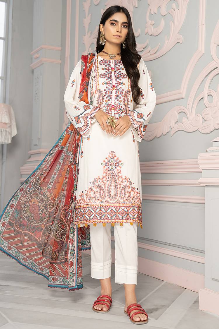 Picture of Ellena - 3-PC Stitched Cambric Cotton Suit - Available at Raja Sahib