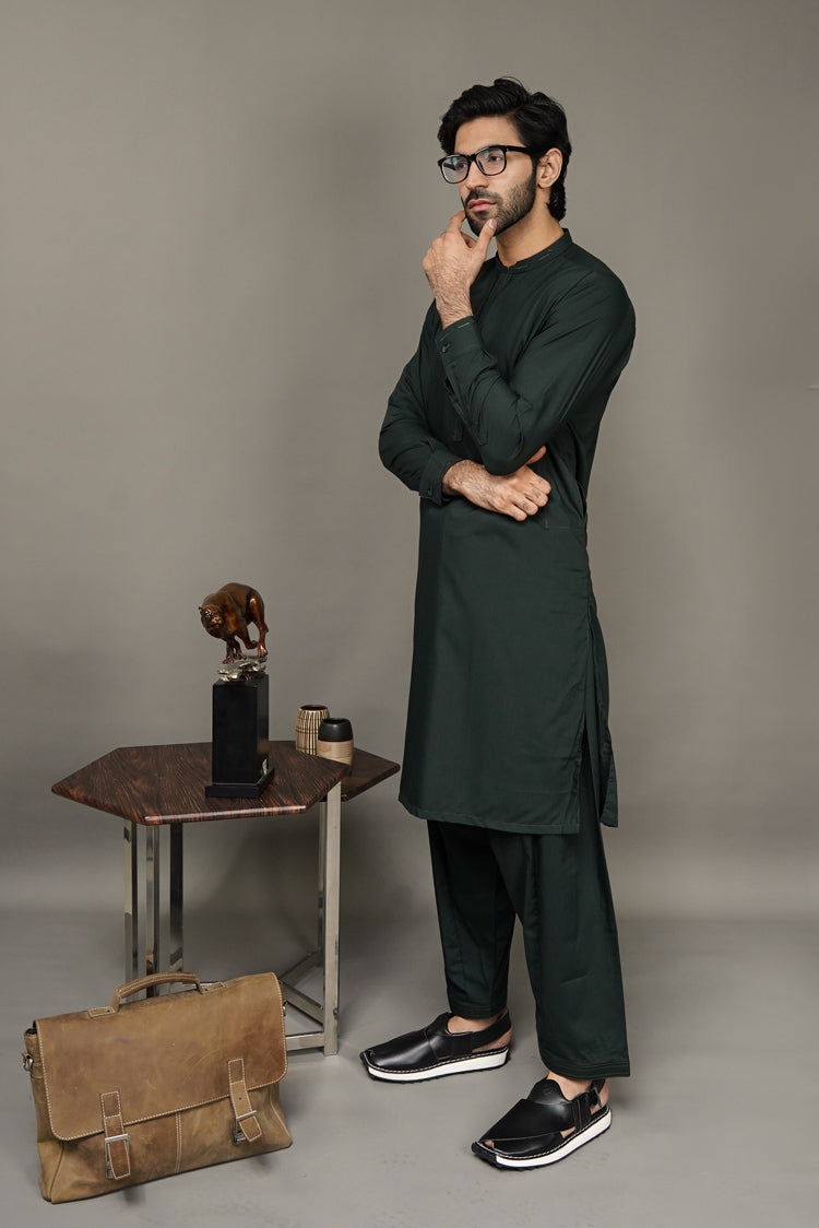 Picture of Black Pearl-Green Kameez Shalwar - BP33GN - Available at Raja Sahib