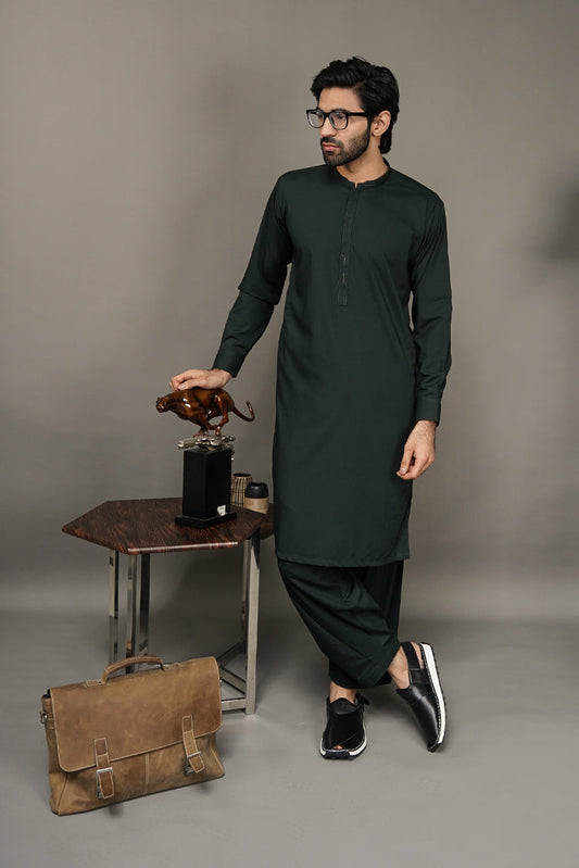 Picture of Black Pearl-Green Kameez Shalwar - BP33GN - Available at Raja Sahib