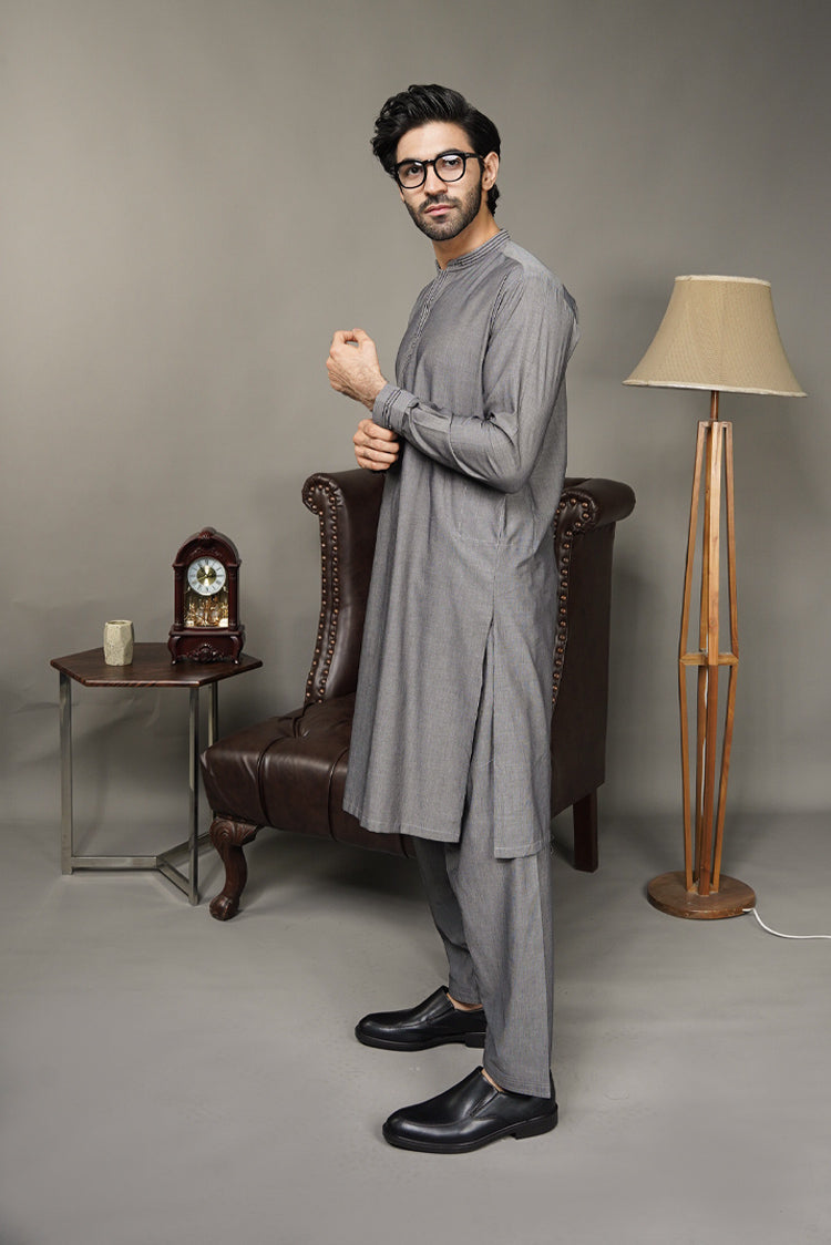 Picture of Black Pearl-Grey Kameez Shalwar - CT56GY - Available at Raja Sahib