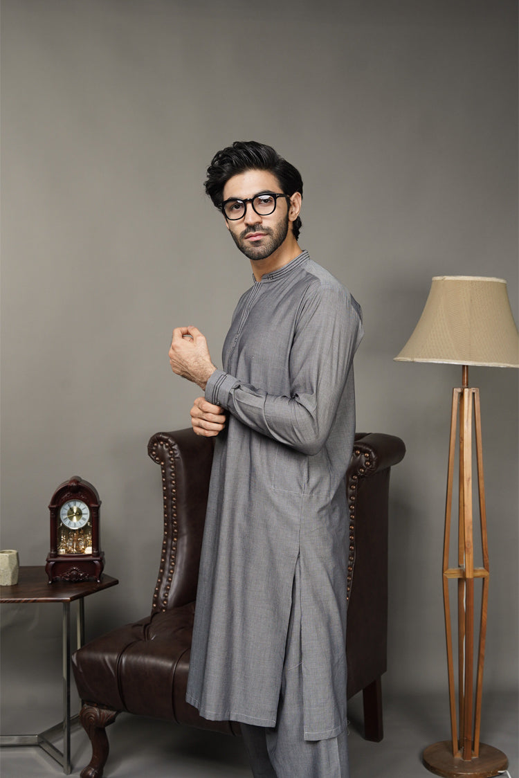 Picture of Black Pearl-Grey Kameez Shalwar - CT56GY - Available at Raja Sahib