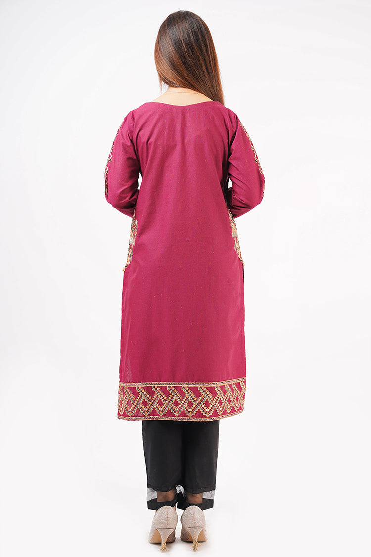 Picture of Ellena - Printed Khaddar Shirt - Available at Raja Sahib