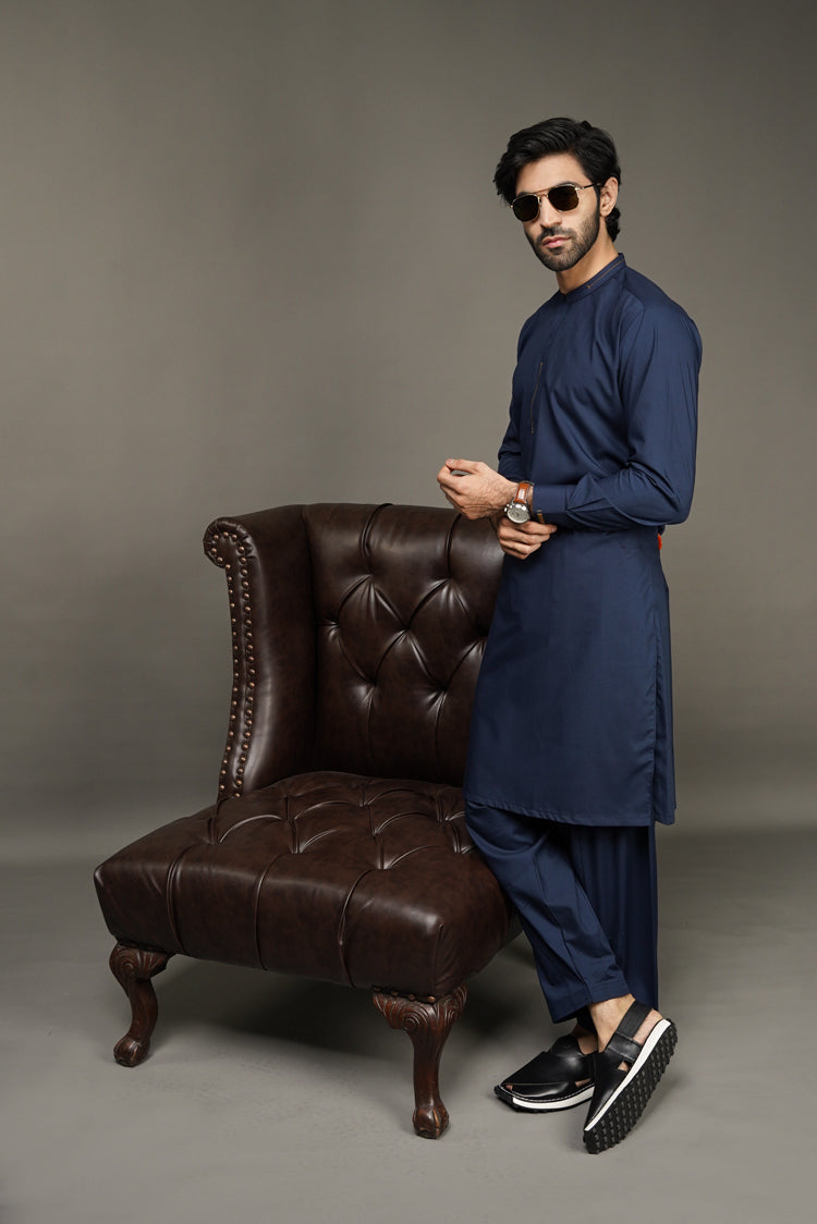 Picture of Black Pearl-Midnight Blue Kameez Shalwar - BP43NY - Available at Raja Sahib